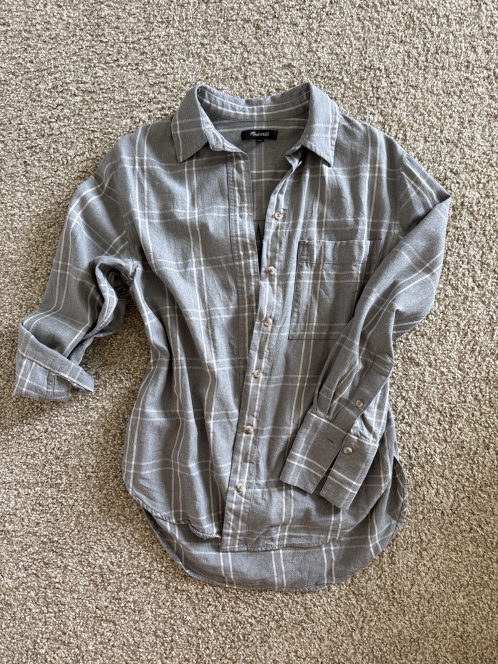 Madewell Gray Plaid Women’s Button-Down Shirt